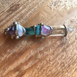 Handmade Crystal Gemstone Soldered Artisan Pendant Quartz Amethyst Boho Festival